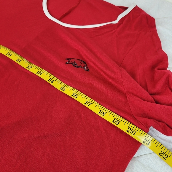 P.Michael Arkansas Razorbacks red long flowy tunic white trim asymmetrical hem L - Picture 10 of 15